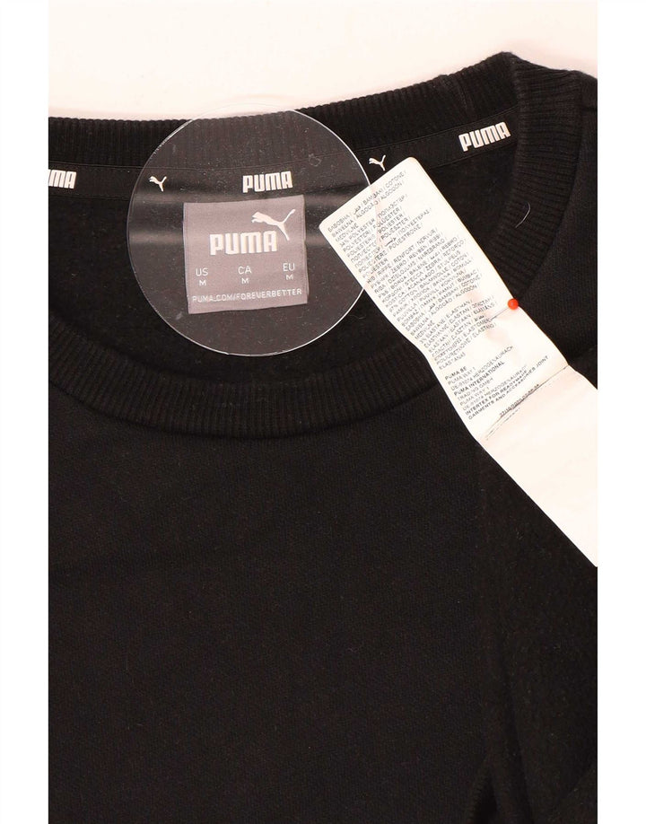 Мужской свитшот с рисунком Puma, хлопковый джемпер среднего размера, черный