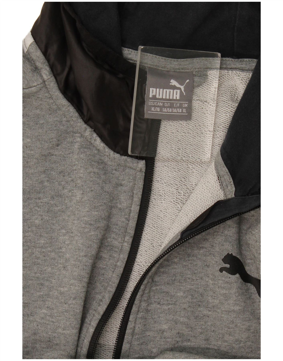 Мужской свитер с капюшоном на молнии Puma XL серого цвета с цветными блоками