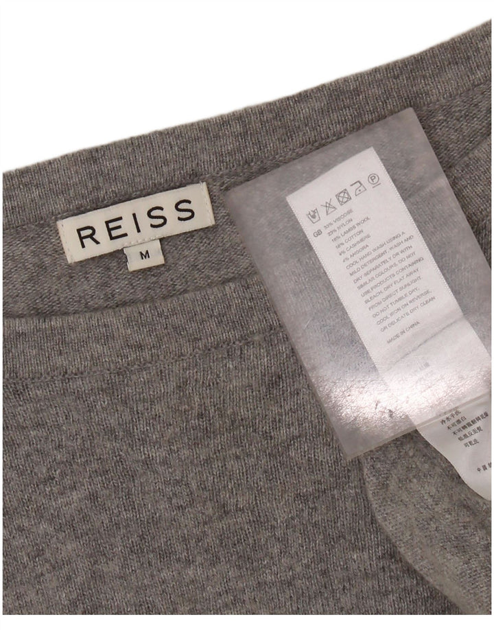 Женский джемпер с вырезом «лодочкой» REISS UK 14, вискоза среднего серого цвета