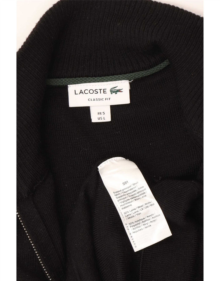 Мужской кардиган классического кроя Lacoste, размер 5, большой, черный, шерстяной
