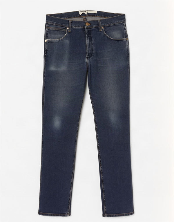 Мужские прямые джинсы Wrangler стандартного кроя W34 L32, синие, хлопок