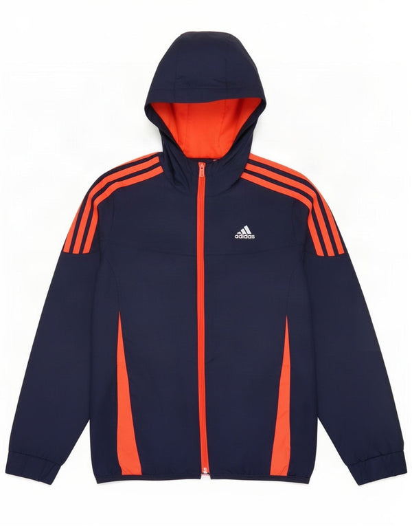 Adidas Спортивный костюм с капюшоном для мальчиков, верхняя куртка 9-10 лет, темно-синий с цветными блоками