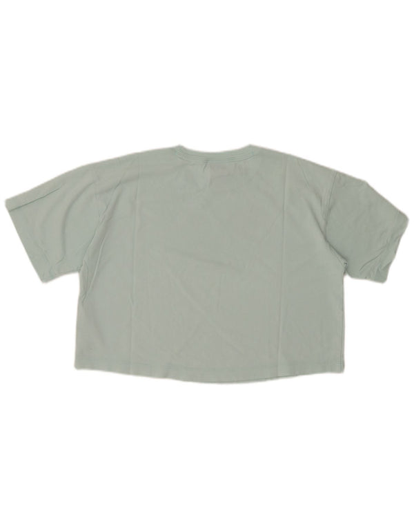 Женская укороченная футболка с рисунком CHAMPION Top UK 14, средний бирюзовый хлопок