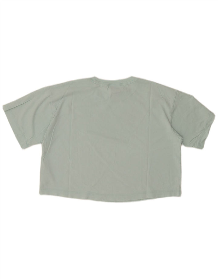 Женская укороченная футболка с рисунком CHAMPION Top UK 14, средний бирюзовый хлопок