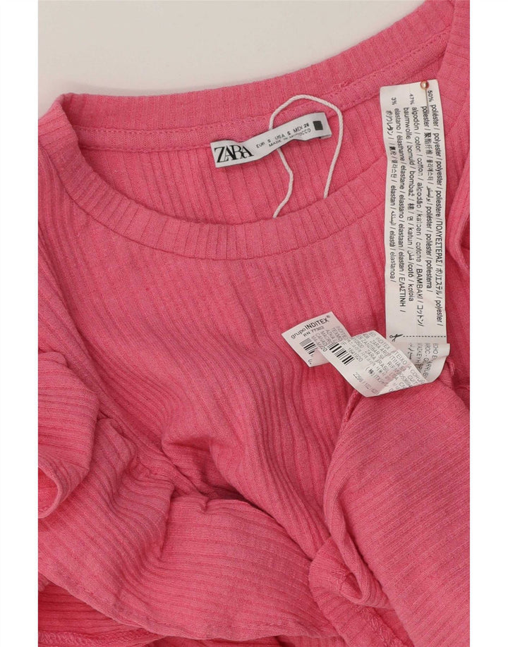 Женская блузка Zara Top UK 10, маленький розовый полиэстер