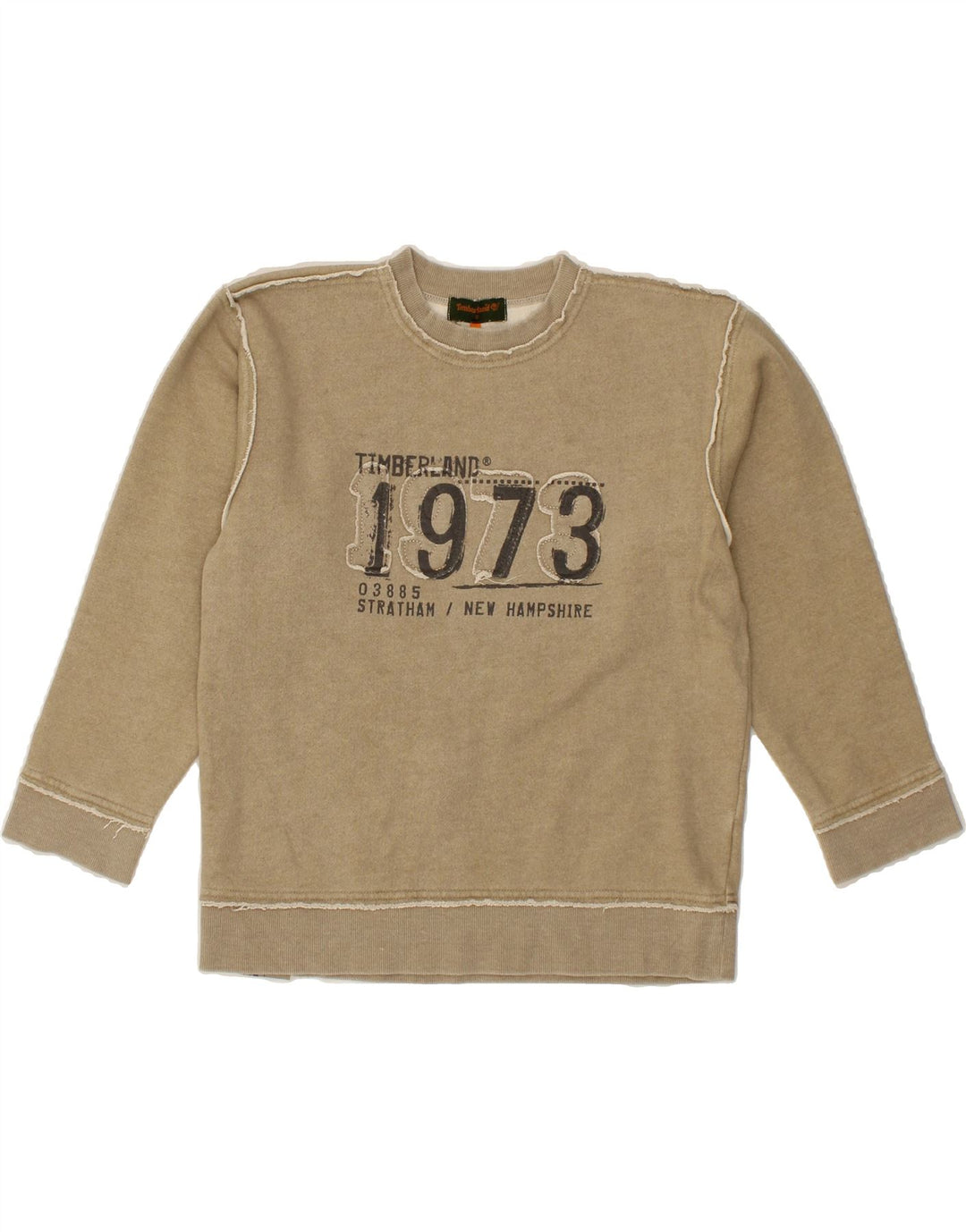 TIMBERLAND Boys Graphic Sweatshirt Jumper 7-8 Years Grey Cotton Vintage Timberland and Second-Hand Timberland from Messina Hembry 