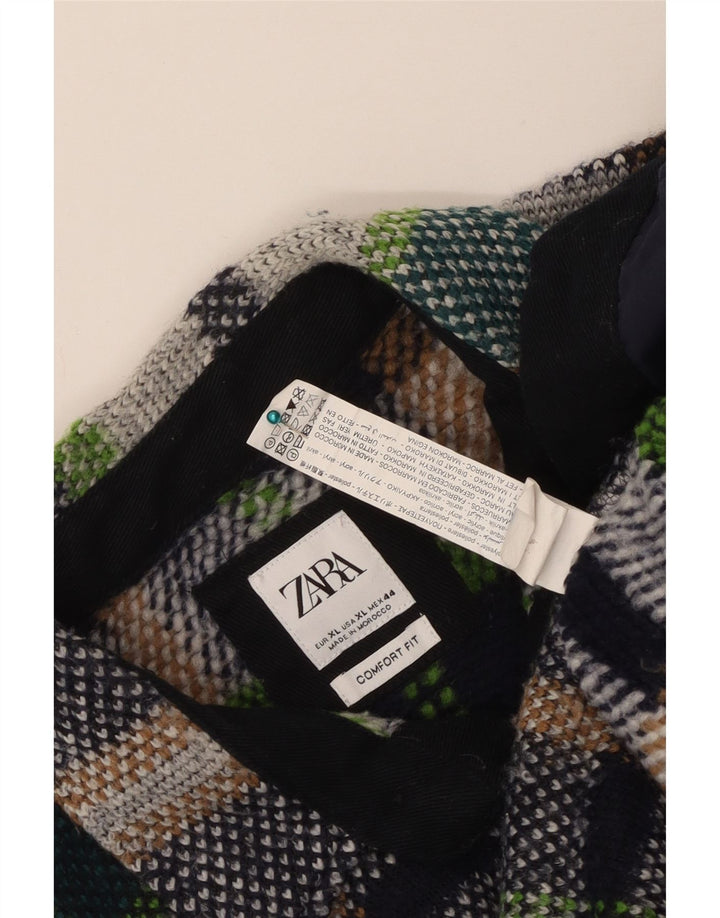 Мужская рубашка-рубашка Zara XL в разноцветную клетку из полиэстера