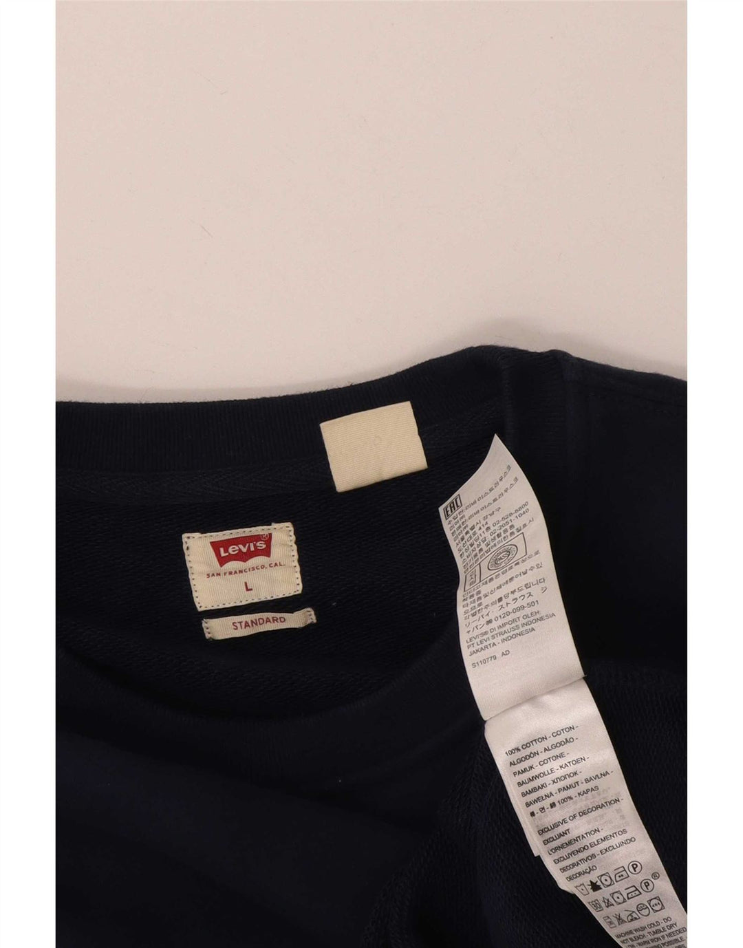 Мужской джемпер-толстовка Levi's Standard, большой размер, темно-синий, хлопковый