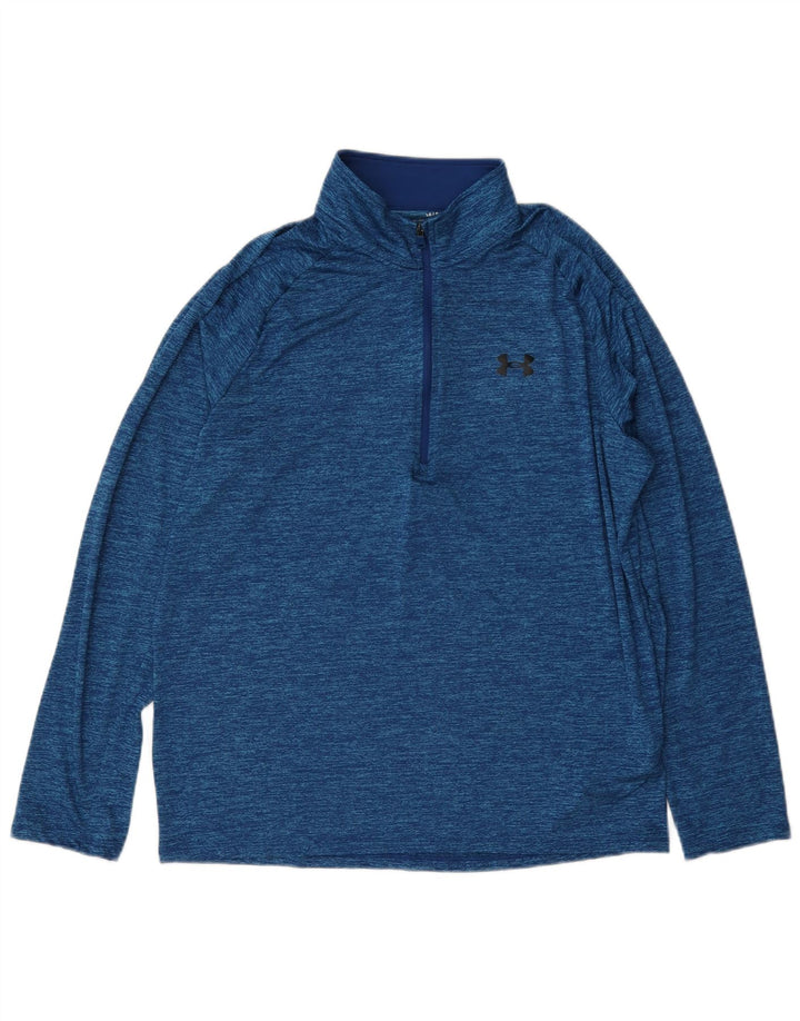Мужской пуловер с воротником на молнии Under Armour, большой спортивный костюм с синими крапинками