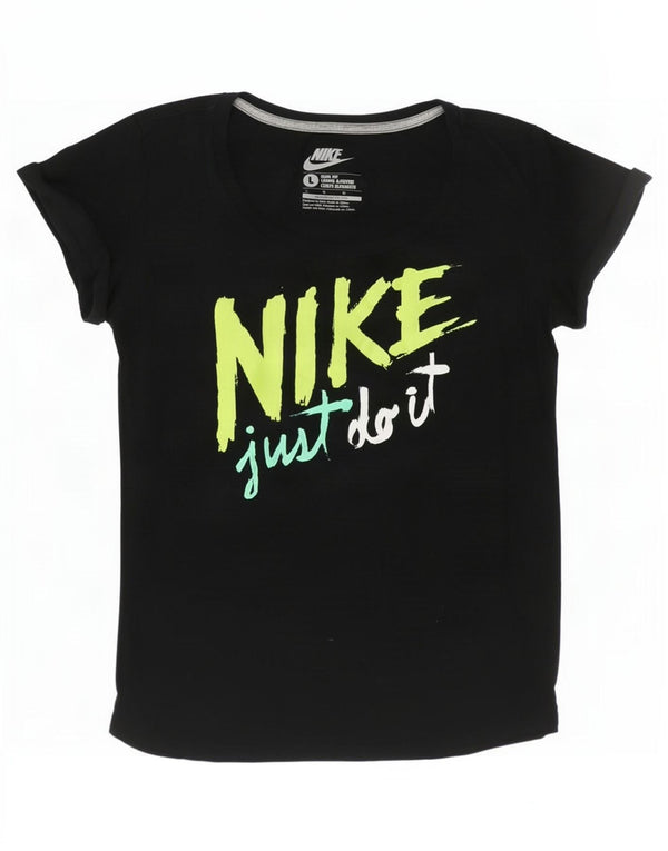 Женская футболка узкого кроя с графическим рисунком Nike UK 14, большой черный хлопок