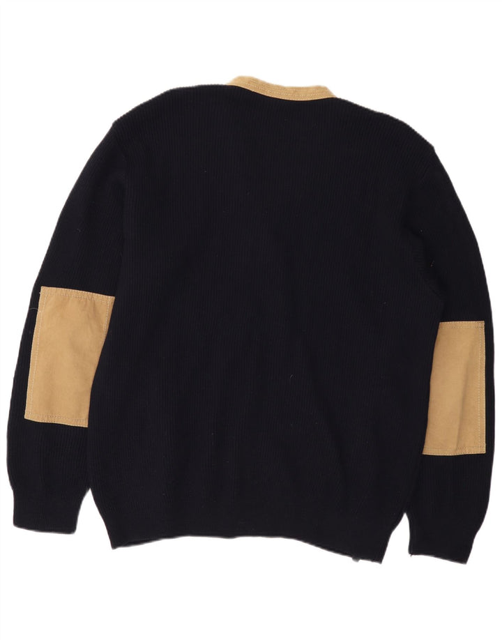 Мужской джемпер PAUL & SHARK с v-образным вырезом, большой темно-синий, шерстяной с цветными блоками