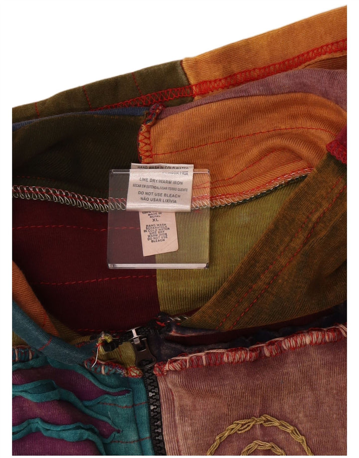 Винтажный женский свитер с капюшоном на молнии с сумасшедшим узором, Великобритания, 18 XL, разноцветный Bohe