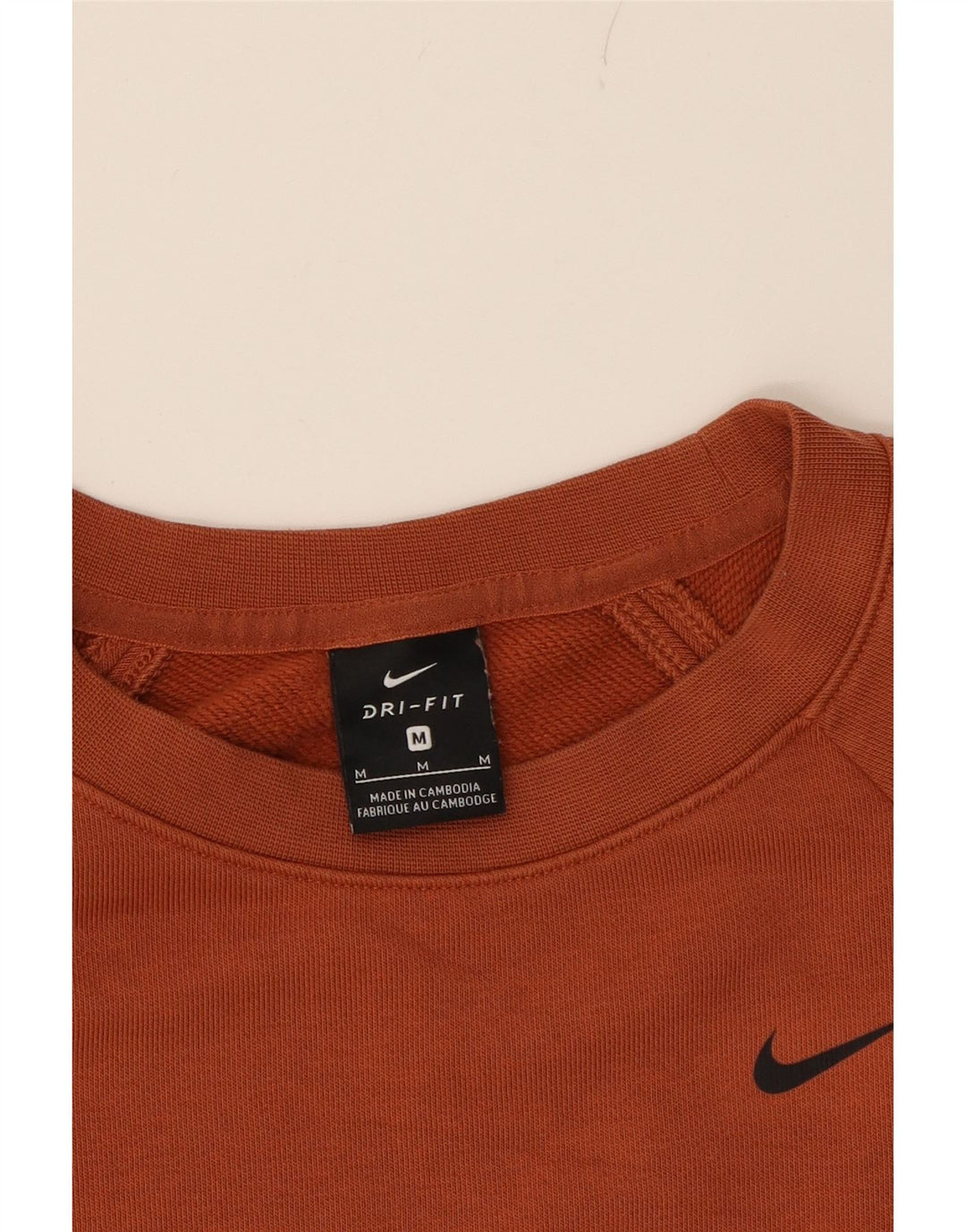 NIKE Womens Dri Fit Crop Sweatshirt Jumper UK 14 Medium Orange Vintage Nike and Second-Hand Nike from Messina Hembry 