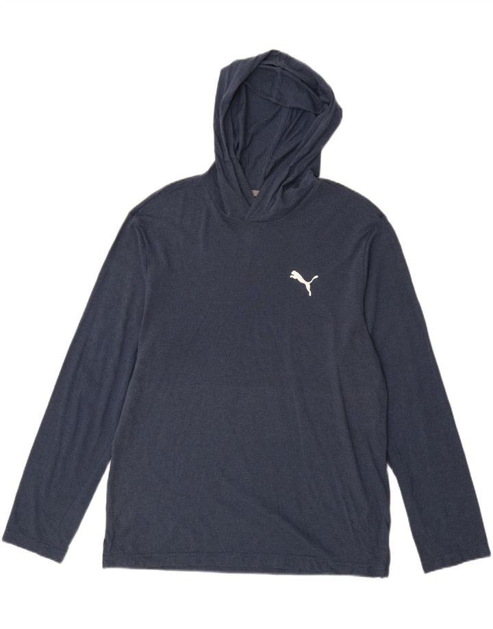 Мужской топ с капюшоном PUMA с длинным рукавом, средний темно-синий в тонкую полоску