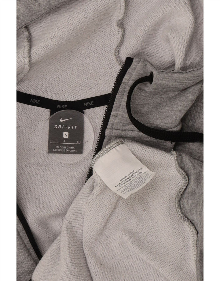 Мужской свитер с капюшоном на молнии Nike Dri Fit, маленький серый, полиэстер с крапинками