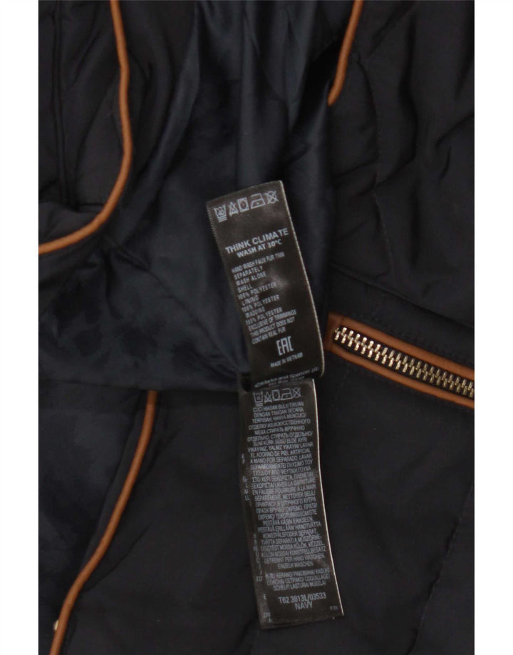 Женская утепленная куртка с капюшоном Marks & Spencer UK 12, средний темно-синий