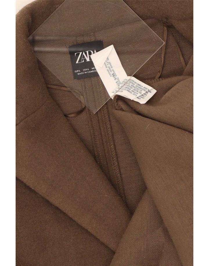 Женское открытое пальто Zara UK 14, большой коричневый полиэстер