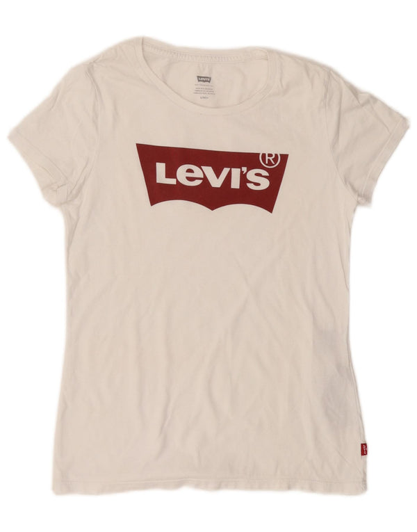 Женская футболка с рисунком LEVI'S Top UK 10 Small Off White Cotton