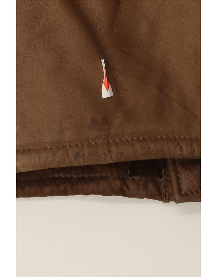 Винтажное мужское пальто из овчины UK 38, средний коричневый цвет