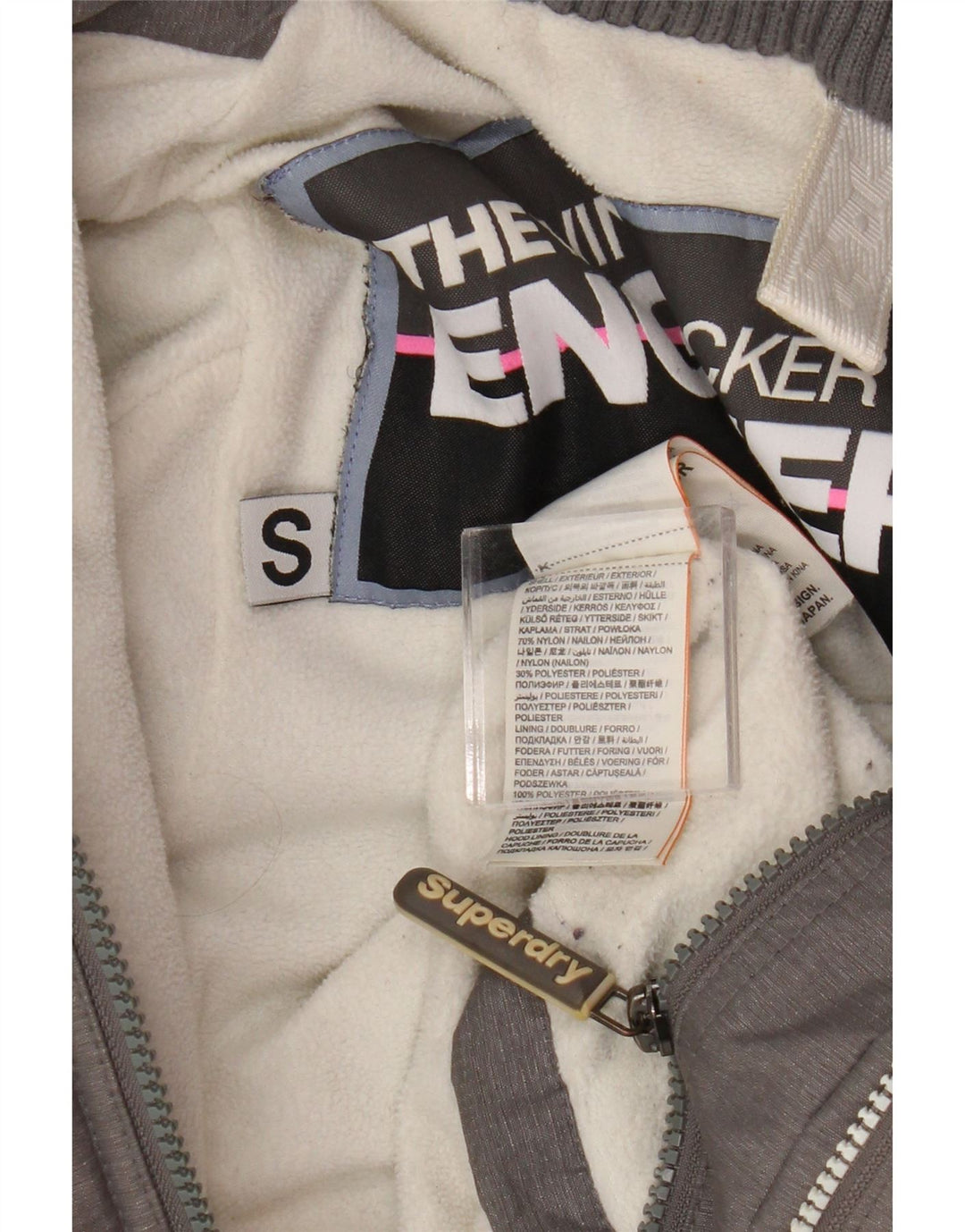 Женская ветровка с графическим рисунком Superdry Windattacker UK 10, маленькая серая