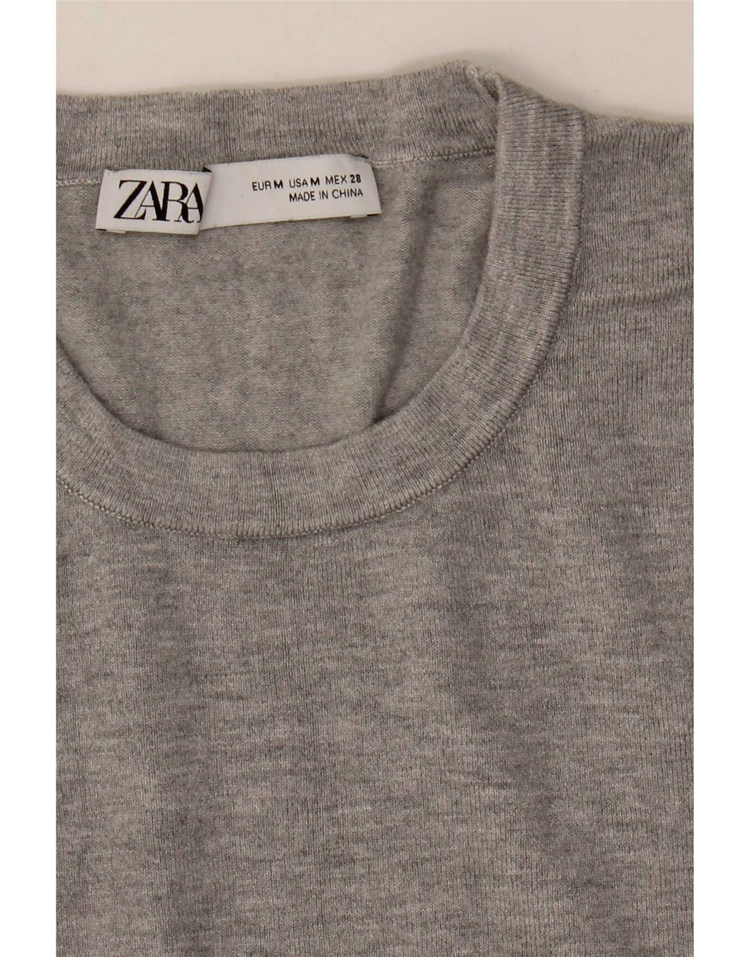 Женский джемпер с круглым вырезом Zara UK 12, средний серый цвет