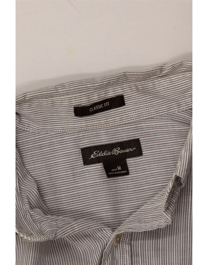EDDIE BAUER Mens Classic Fit Shirt Medium Grey Striped Cotton Vintage Eddie Bauer and Second-Hand Eddie Bauer from Messina Hembry 