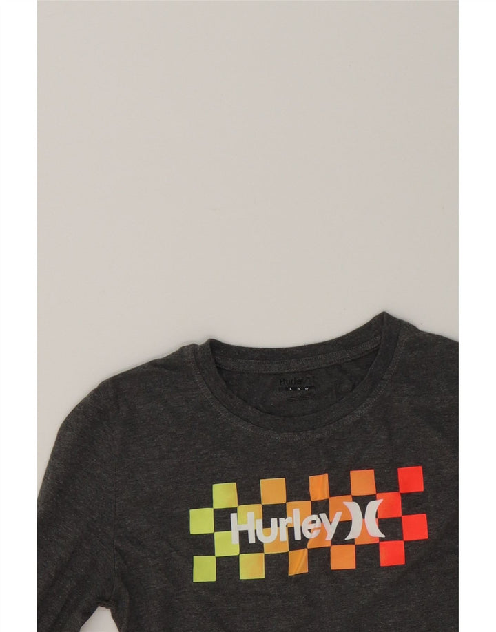 HURLEY Boys Graphic Top Long Sleeve 12-13 Years Large Grey Vintage Hurley and Second-Hand Hurley from Messina Hembry 