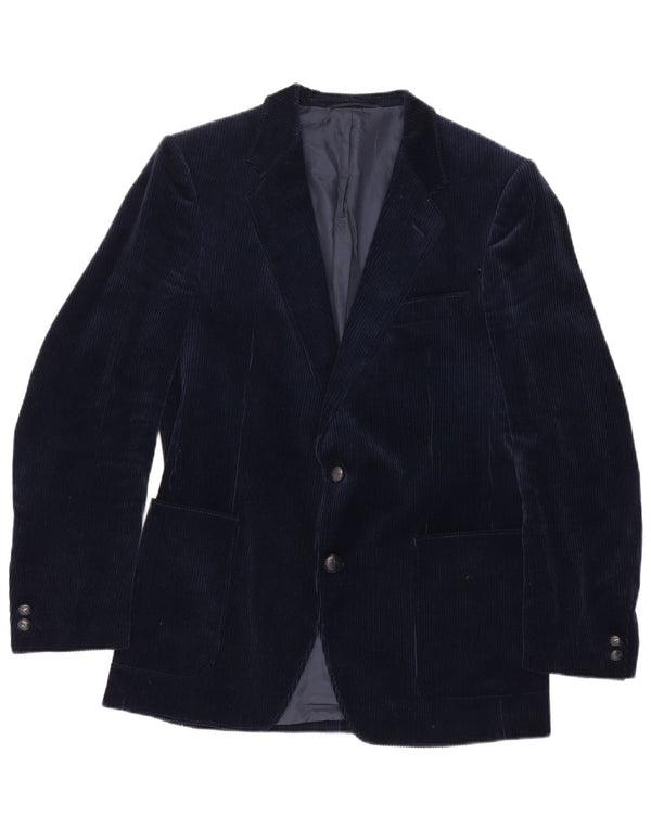 Vintage Mens 2 Button Corduroy Blazer Jacket UK 38 Medium Navy Blue Cotton