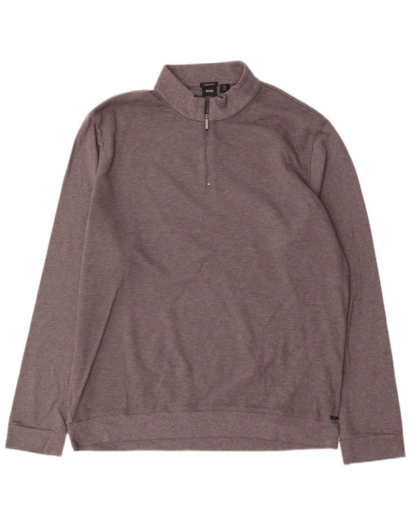 Hugo Boss Мужской свитшот с воротником на молнии стандартного кроя, джемпер 2XL, серый хлопок