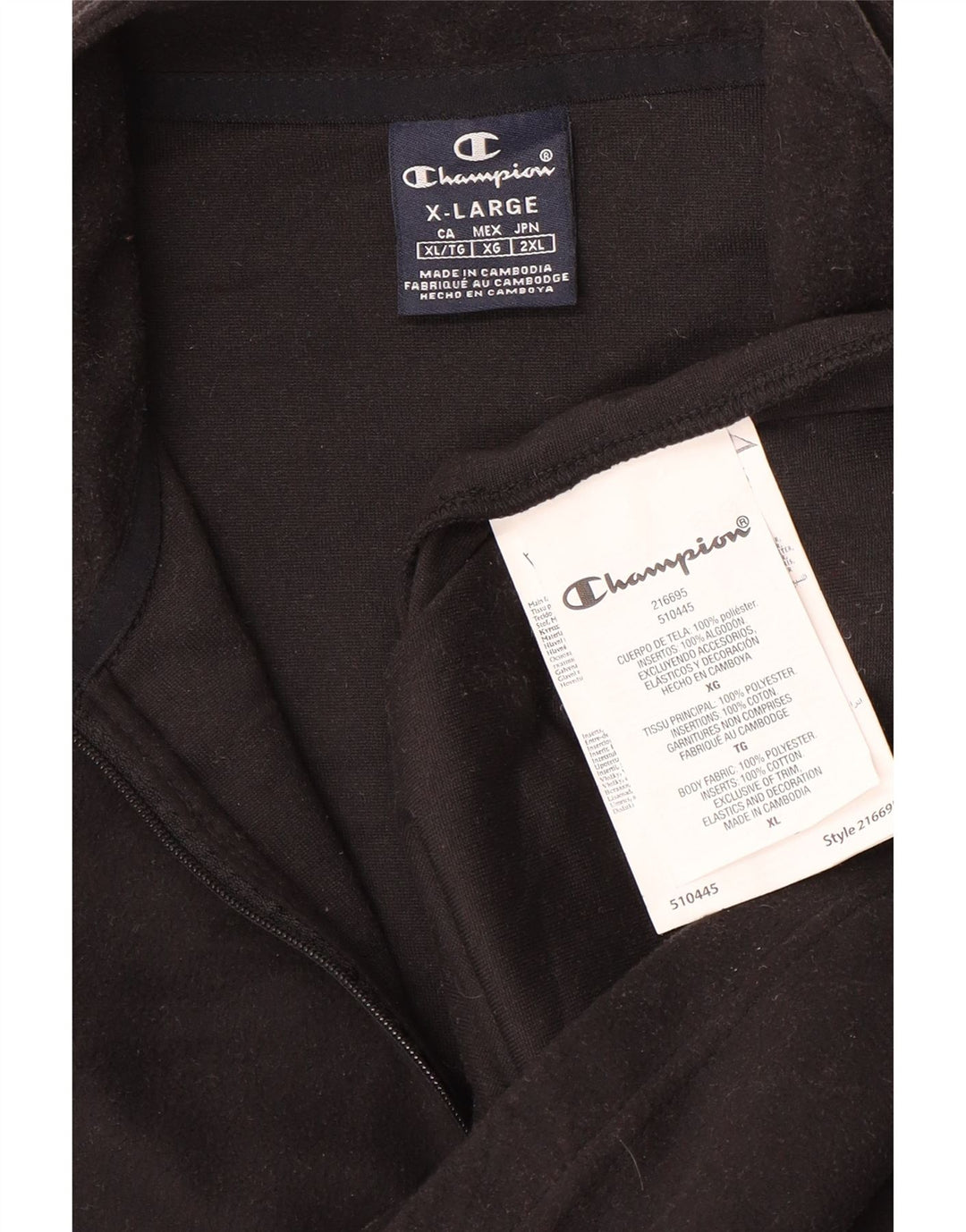 Мужской флисовый джемпер CHAMPION с воротником на молнии XL, черный полиэстер