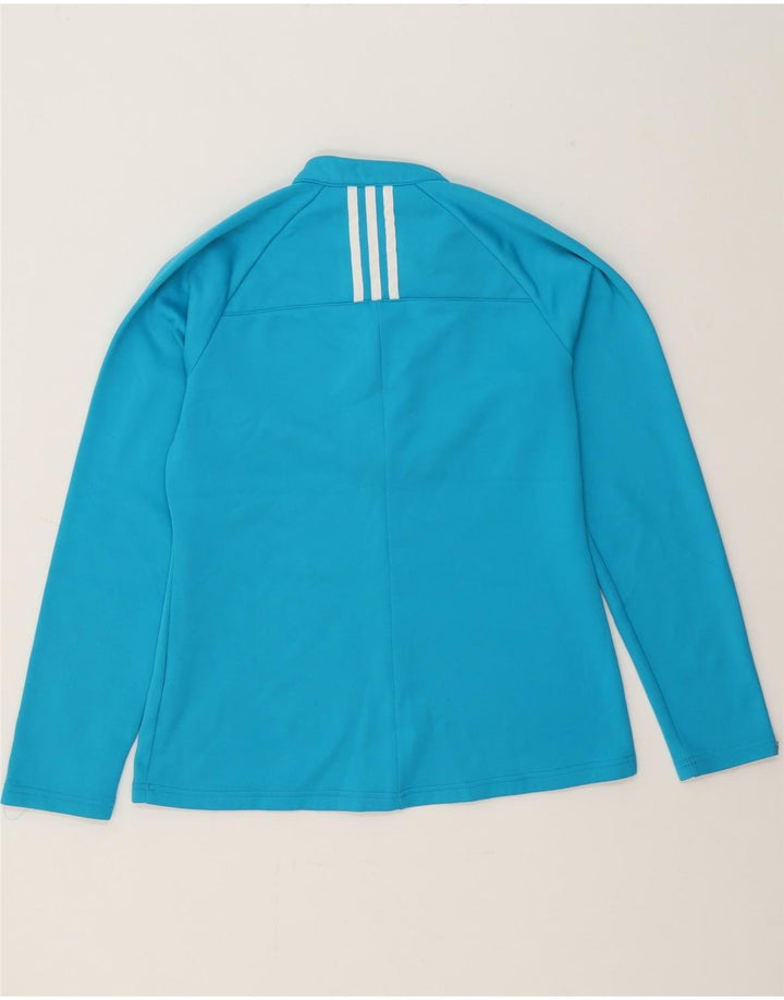 ADIDAS Womens Zip Neck Pullover Tracksuit Top UK 14 Medium Blue Polyester Vintage Adidas and Second-Hand Adidas from Messina Hembry 