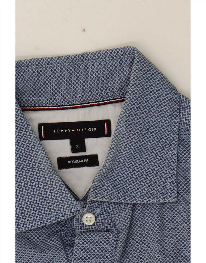 TOMMY HILFIGER Mens Regular Fit Shirt XL Blue Check Cotton Vintage Tommy Hilfiger and Second-Hand Tommy Hilfiger from Messina Hembry 