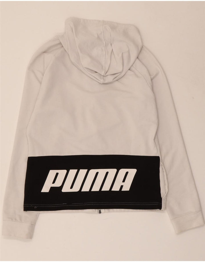 Женский свитер с капюшоном на молнии с графическим рисунком PUMA UK 10, маленький белый с цветными блоками