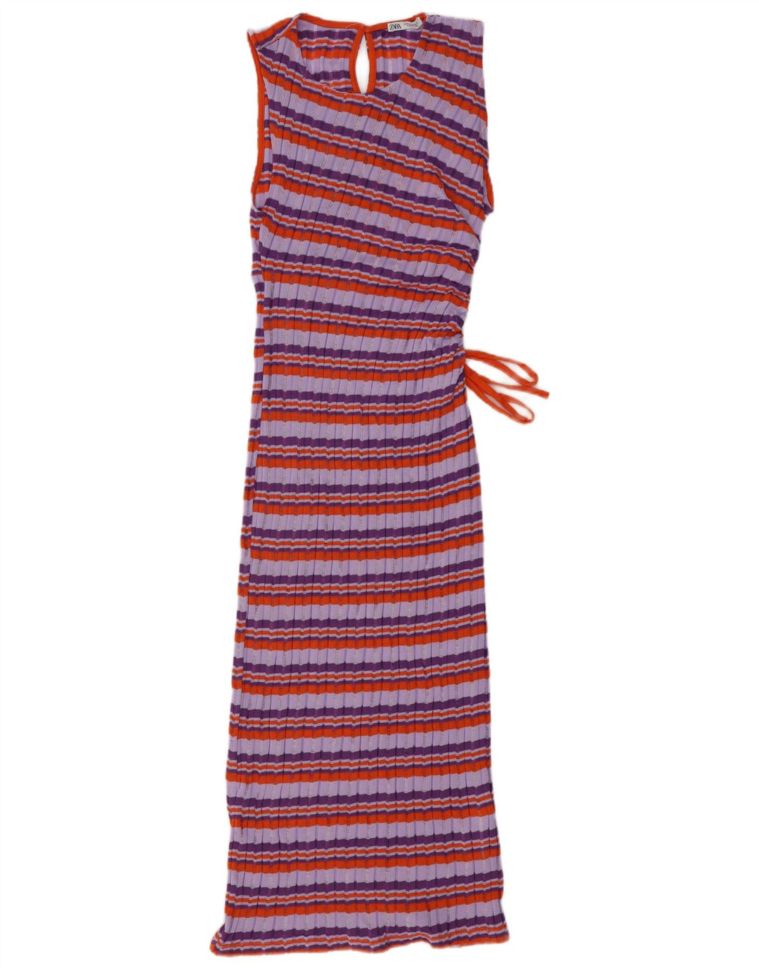 Женское платье-джемпер без рукавов ZARA UK 12, полиэстер, средний фиолетовый в полоску