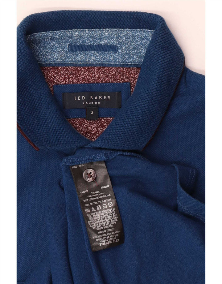 Мужская рубашка-поло Ted Baker, размер 3, средний синий хлопок