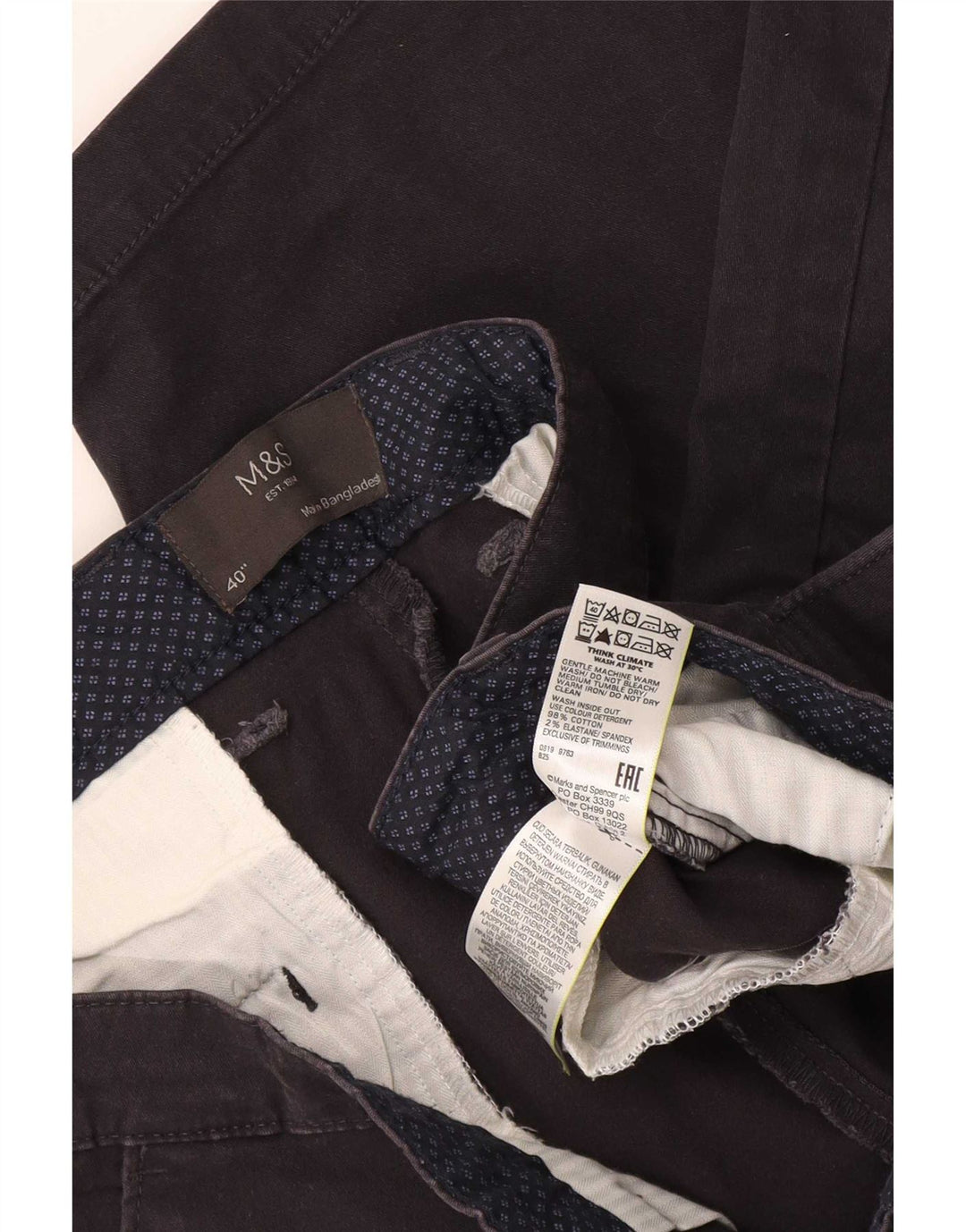 Мужские шорты чинос Marks & Spencer W40 XL, черные, хлопковые