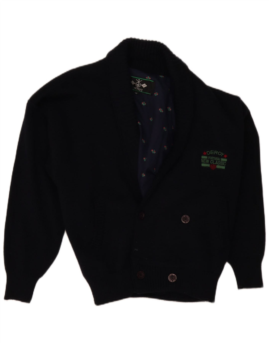 Мужской свитер-кардиган VINTAGE IT 50 Medium Navy Blue Wool