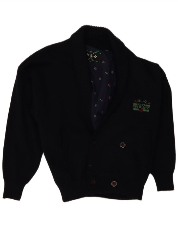 Мужской свитер-кардиган VINTAGE IT 50 Medium Navy Blue Wool