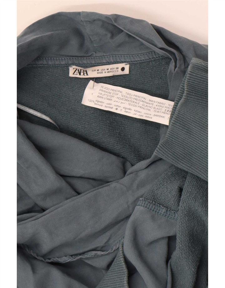 Женский джемпер оверсайз Zara UK 14, хлопковый средний серый цвет