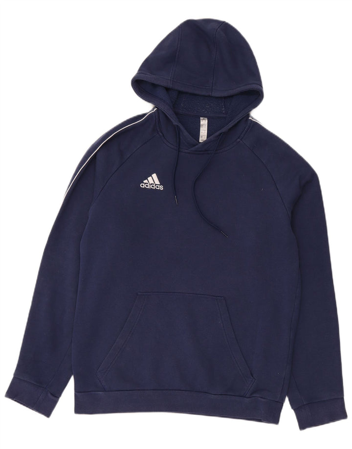 Мужской джемпер с капюшоном Adidas среднего размера, темно-синий, хлопок