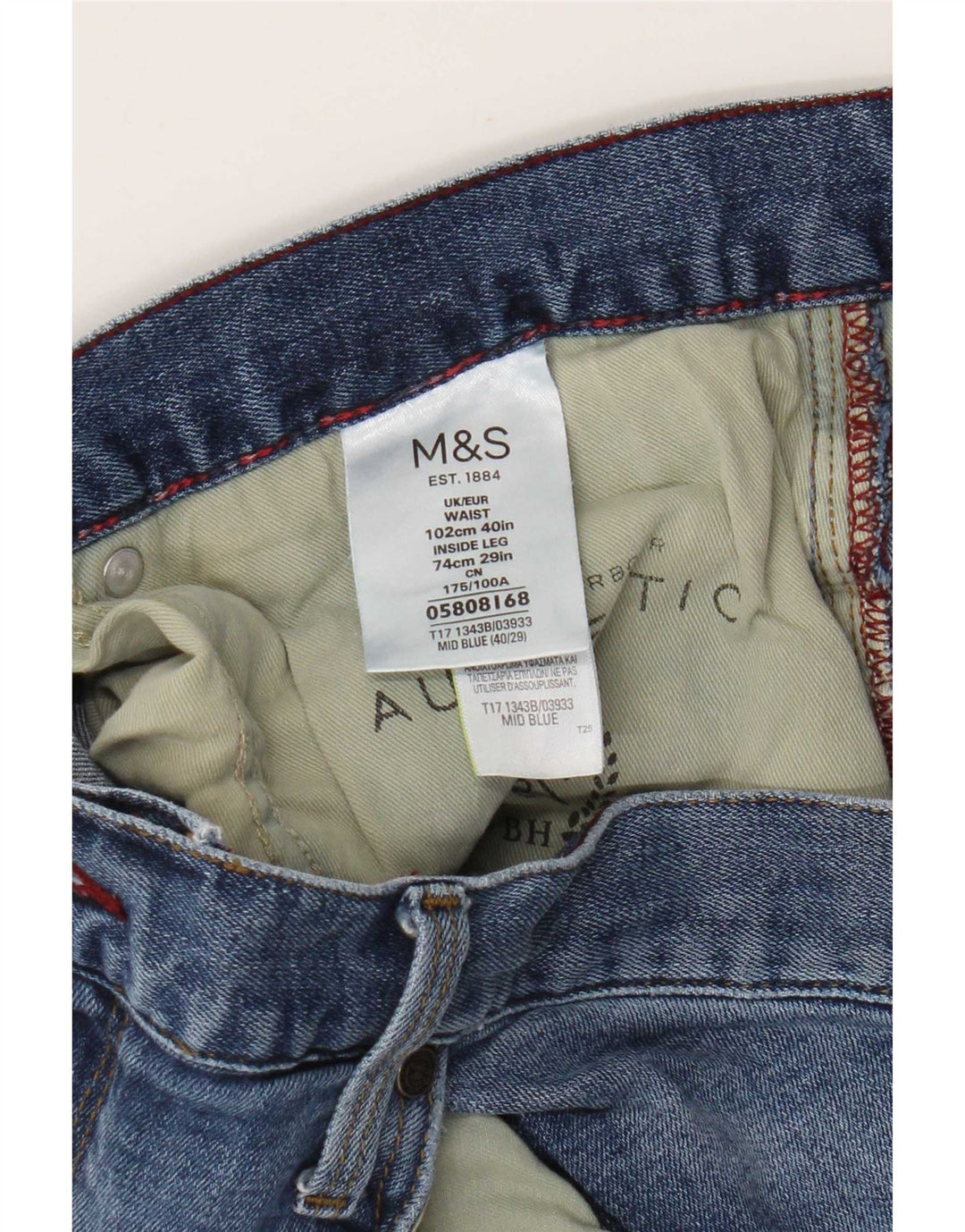 Мужские прямые джинсы Marks & Spencer W40 L29 синие, хлопок