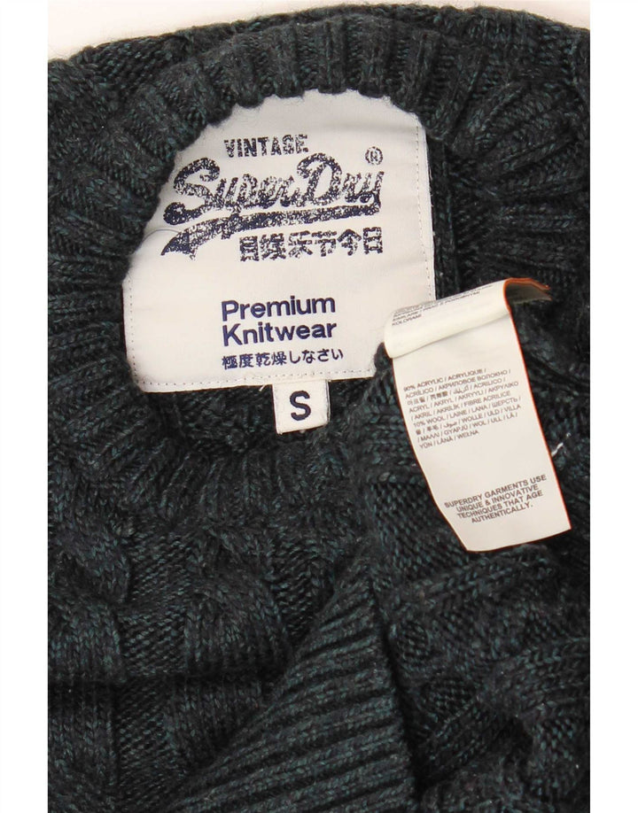 Мужской свитер Superdry с круглым вырезом, маленький, темно-синий, акрил