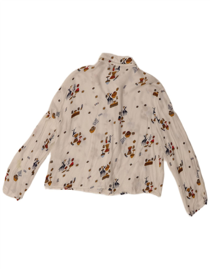 Женская прозрачная рубашка Zara UK 6 XS, белая вискоза с геометрическим рисунком