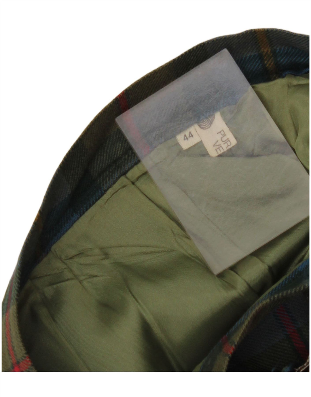 ВИНТАЖНАЯ женская юбка с запахом IT 44 Medium W32 Зеленая клетчатая шерсть из натуральной шерсти