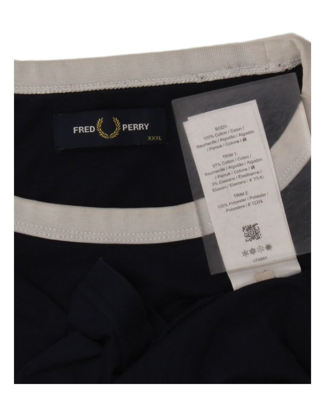 Мужская футболка с рисунком FRED PERRY, размер 3XL, темно-синий, хлопок с цветными блоками