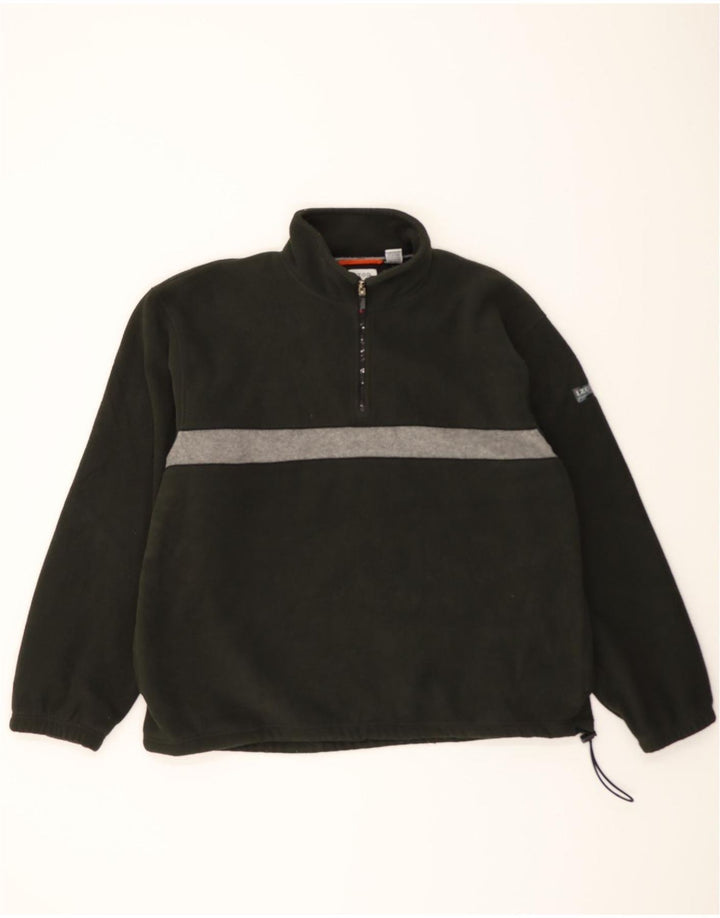 IZOD Mens Zip Neck Fleece Jumper 2XL Green Colourblock Polyester Vintage Izod and Second-Hand Izod from Messina Hembry 