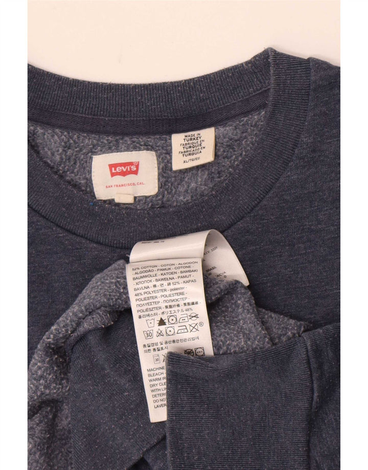 Мужской свитшот с рисунком Levi's, джемпер XL, темно-синий, хлопковый с крапинками