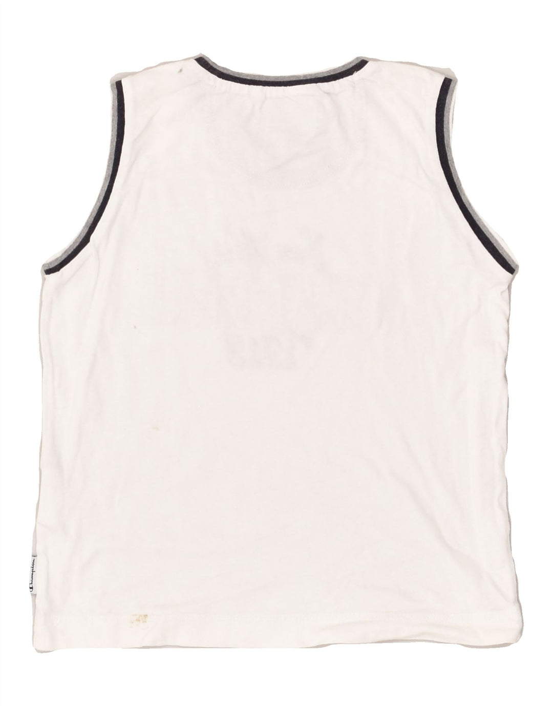 CHAMPION Boys Graphic Vest Top 7-8 Years Small White Cotton | Vintage Champion | Thrift | Second-Hand Champion | Used Clothing | Messina Hembry 
