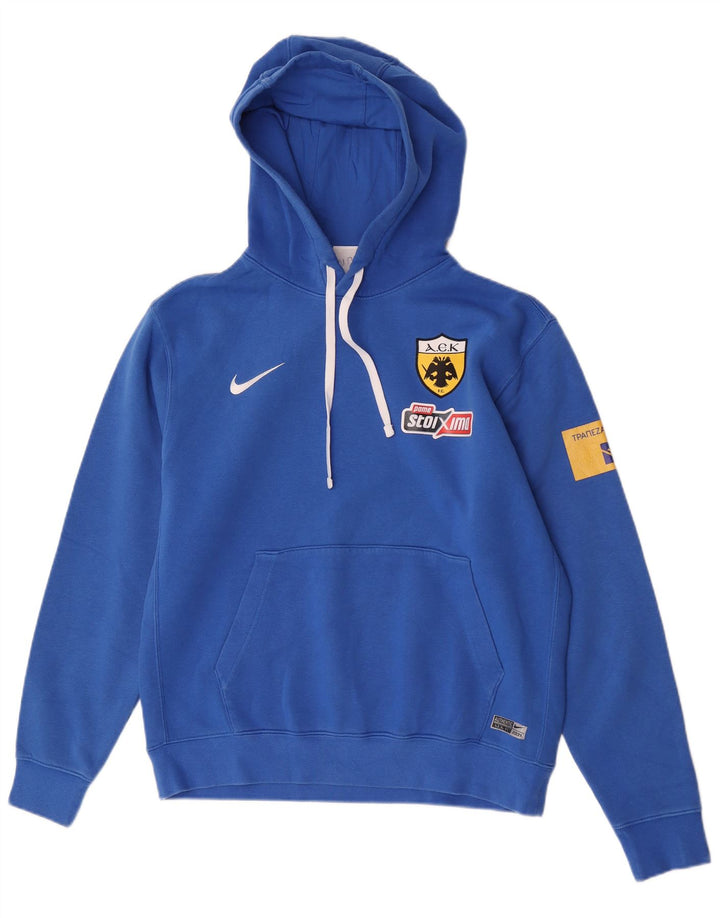 Мужской джемпер с капюшоном с графическим рисунком Nike, хлопковый средний синий цвет