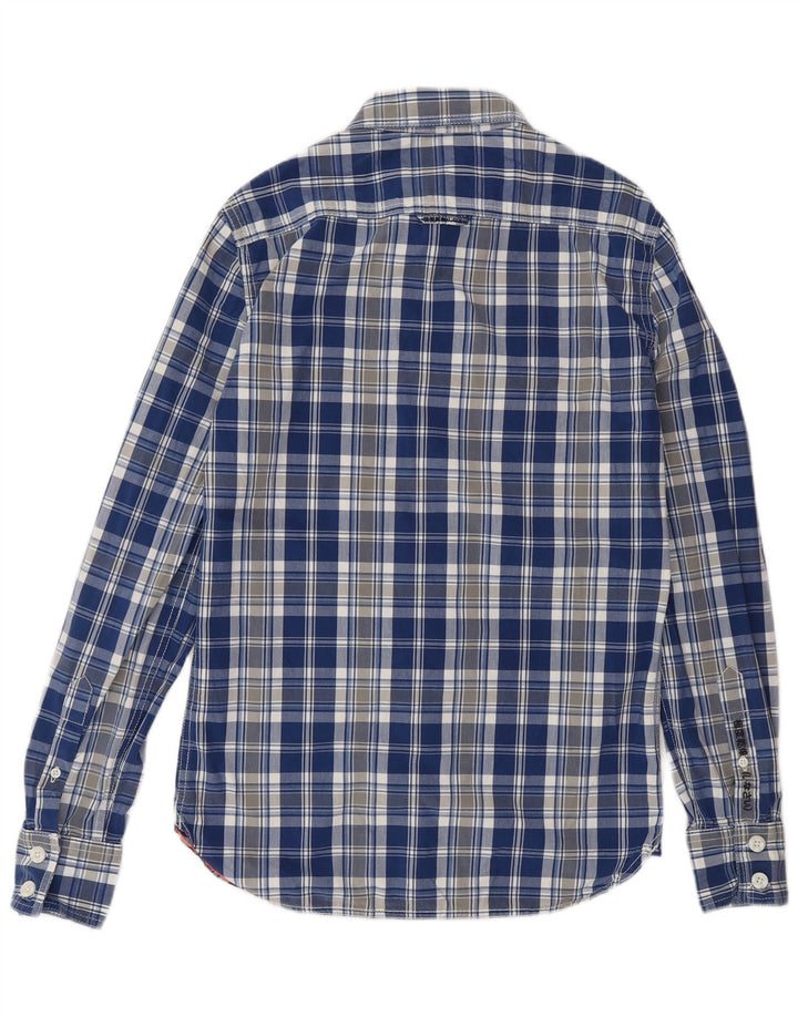 SUPERDRY Мужская рубашка, маленькая синяя клетка, хлопок